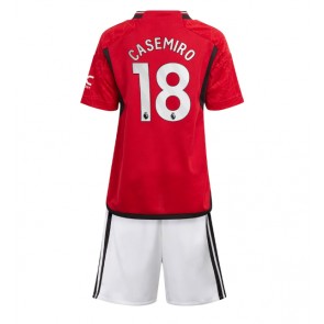 Manchester United Casemiro #18 Hemmakläder Barn 2023-24 Kortärmad (+ Korta byxor)